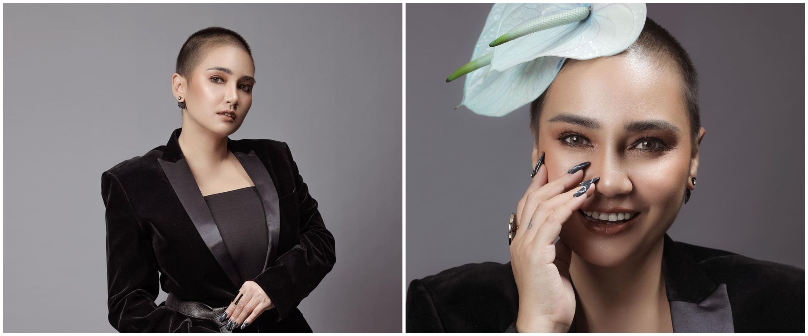 7 Gaya pemotretan Feby Febiola dengan outfit hitam, elegan abis