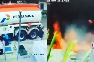 Viral aksi heroik petugas padamkan kobaran api di SPBU