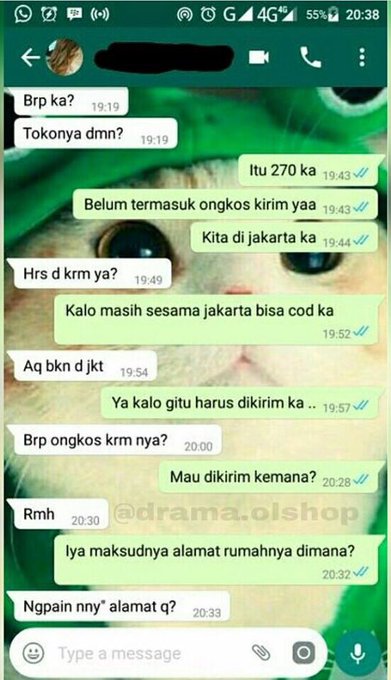 10 Chat penjual-pembeli oline shop bahas lokasi ini bikin gagal paham