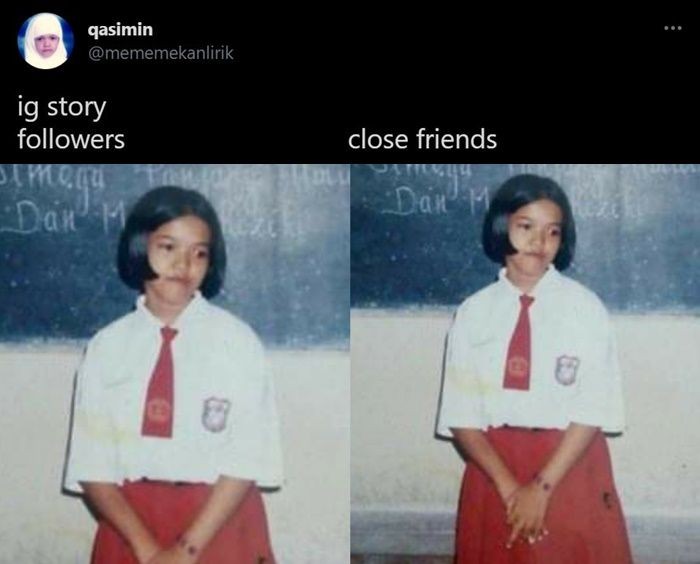 9 Meme lucu perbedaan Instastory followers vs close friends
