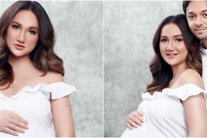 6 Potret maternity shoot Tengku Dewi dan Andrew Andika, serba putih