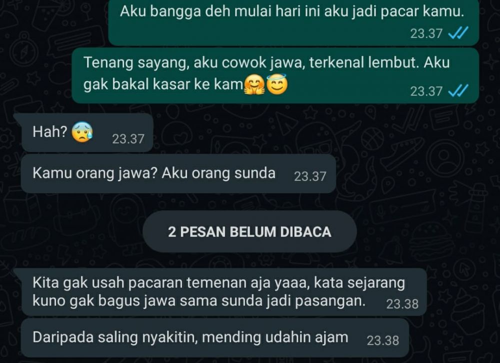 10 Chat lucu orang gagal jadian ini bikin jomblo makin meratapi nasib
