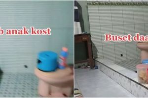 Viral kos dengan kamar mandi tanpa tembok pembatas, super unik