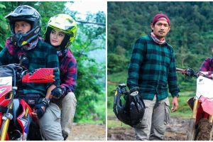 10 Momen Ririn Ekawati & Ibnu Jamil naik motor trail, jatuh tak kapok