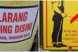 15 Pemberitahuan dilarang buang air kecil sembarang ini kocak abis