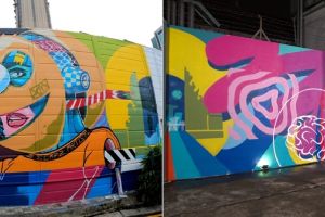 Dua seniman ini bikin mural lintas negara, karya mereka bak puzzle