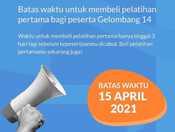 Ingin ikut pelatihan prakerja? Ingat, gelombang 14 ditutup 15 April