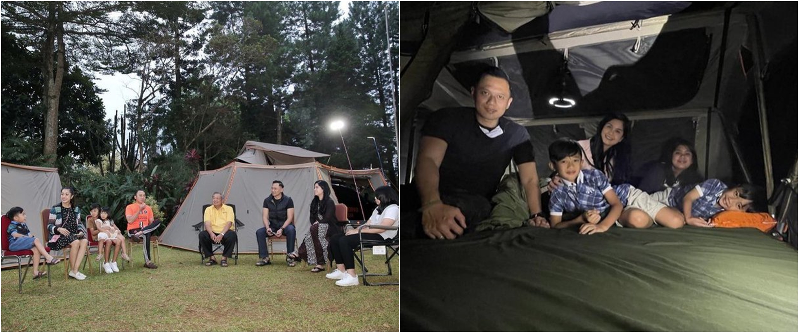 7 Momen keluarga SBY liburan, kompak tidur di tenda