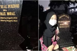 7 Momen Umi Pipik ziarah makam di hari ultah almarhum Uje, penuh haru