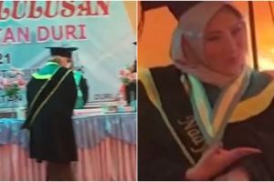 Ingin tampak keren, aksi wisudawati ini malah bikin susah nahan tawa
