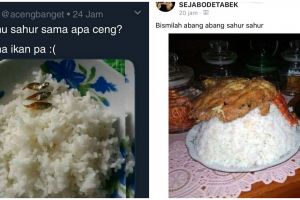 10 Potret lucu menu sahur ini bikin kenyang sampai bedug magrib