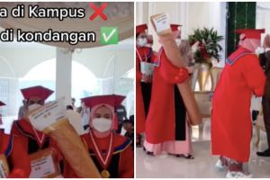 Tak ada wisuda di kampus, rombongan pemuda pakai toga di kondangan