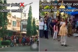 Viral aksi emak-emak bubarkan balap liar, bikin kocar-kacir