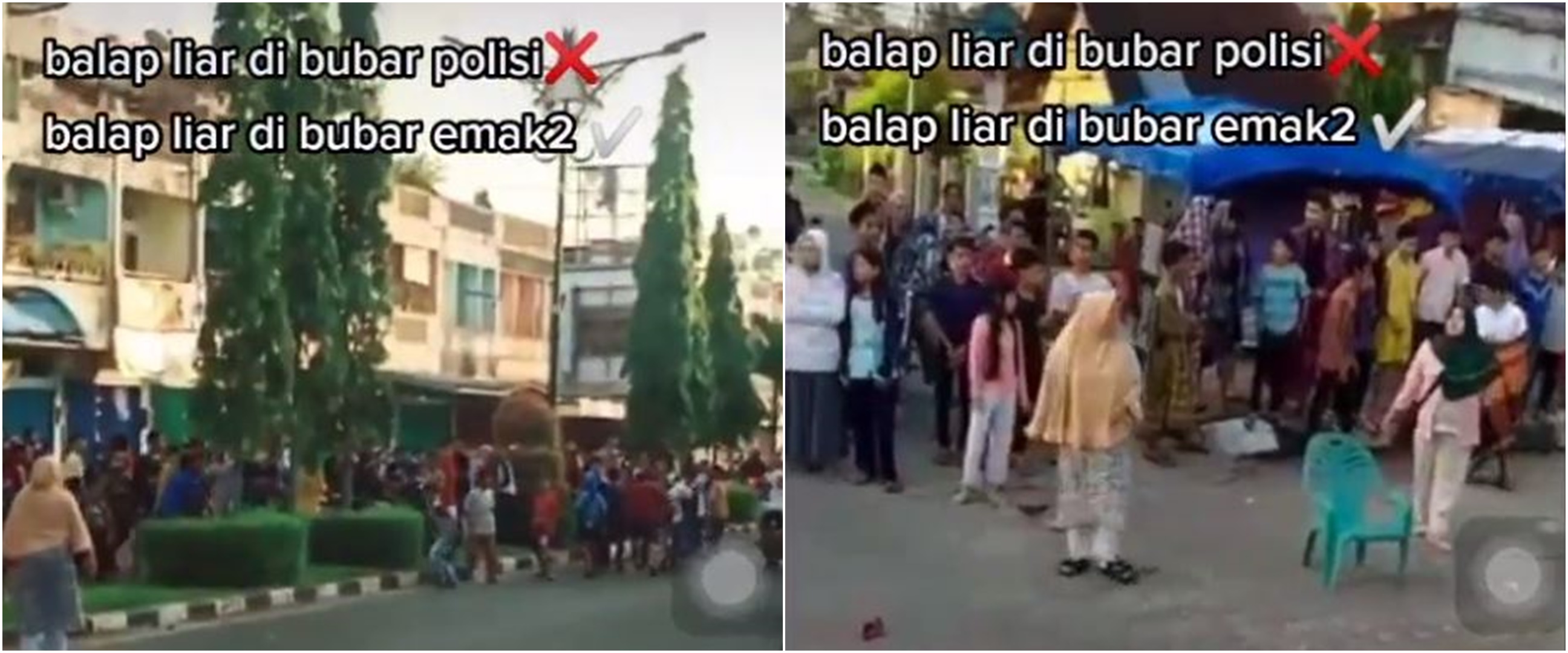 Viral aksi emak-emak bubarkan balap liar, bikin kocar-kacir