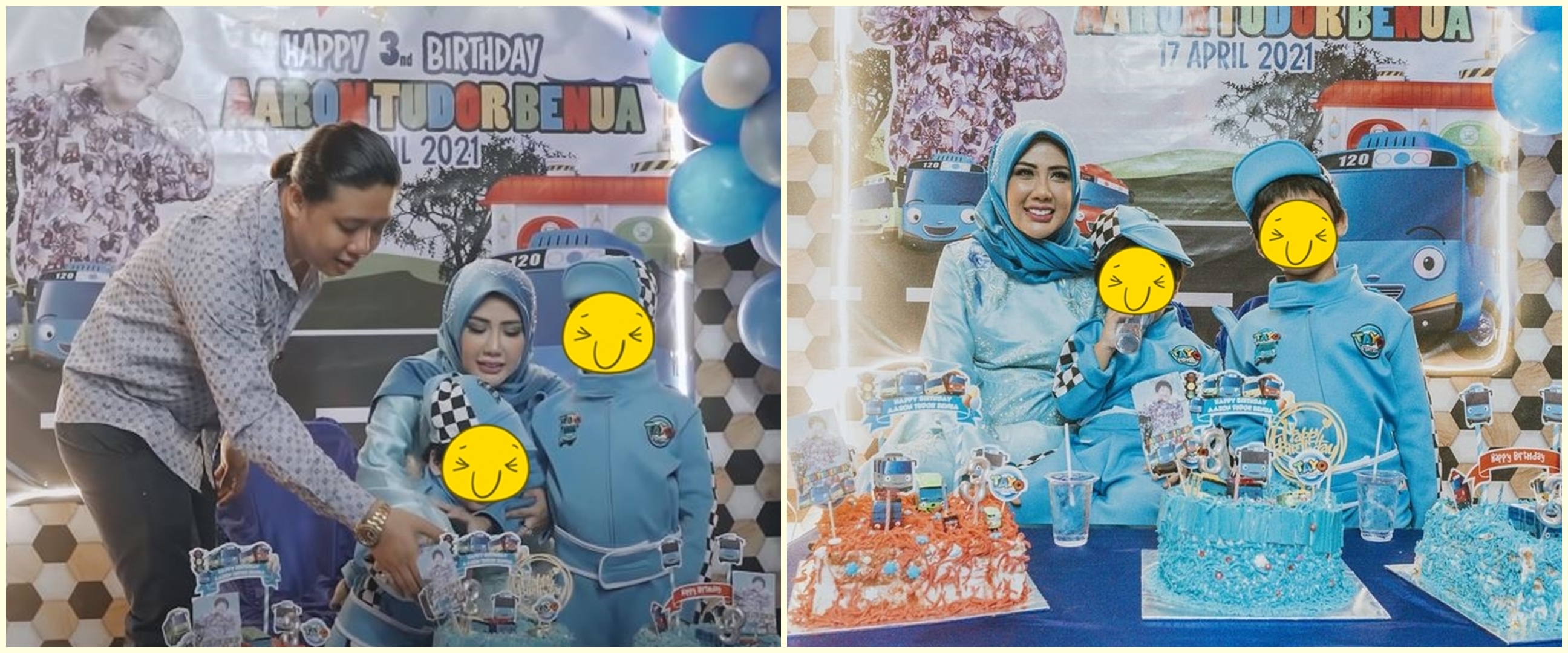 10 Momen perayaan ultah anak Rey Utami, usung tema Tayo serba biru