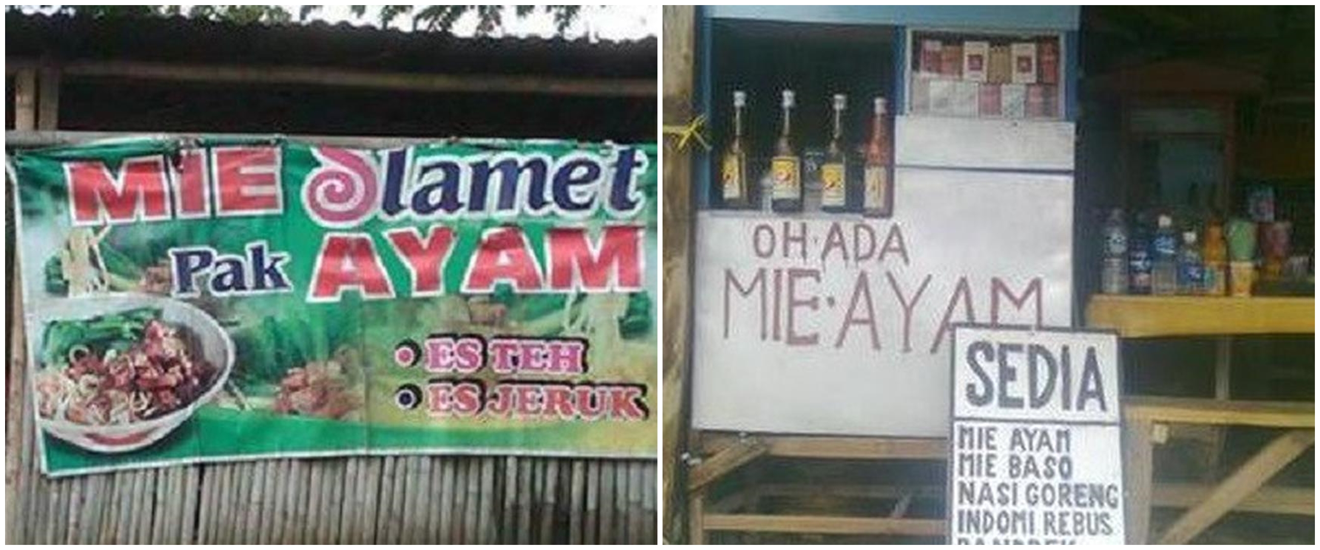 10 Potret nama warung mi ayam antimainstream, bikin cekikikan