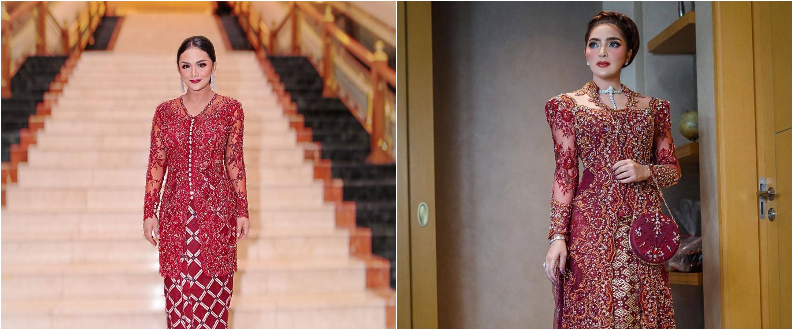 10 Beda gaya Ashanty dan Krisdayanti pakai kebaya, pesonanya terpancar
