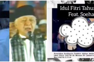 Momen berharga Presiden Soeharto pukul beduk sambil takbiran