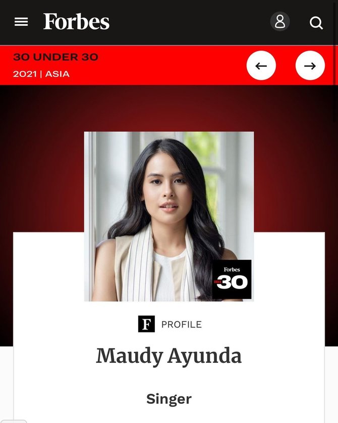 10 Prestasi Maudy Ayunda bidang akademik & hiburan, Forbes 30 Under 30