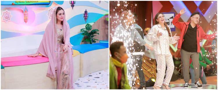 Penampilannya begitu anggun dengan kaftan dan kerudung.