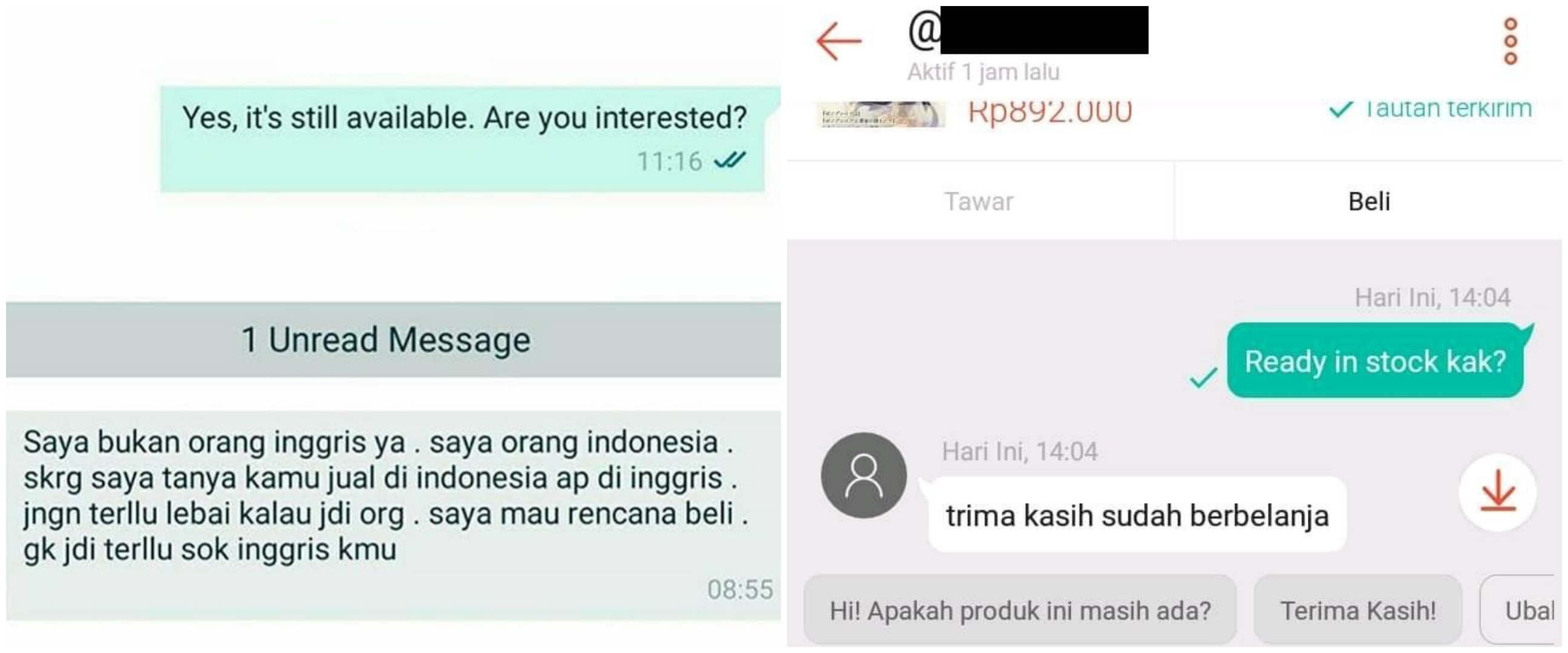 10 Chat lucu penjual dan pembeli pakai bahasa Inggris, bikin confused