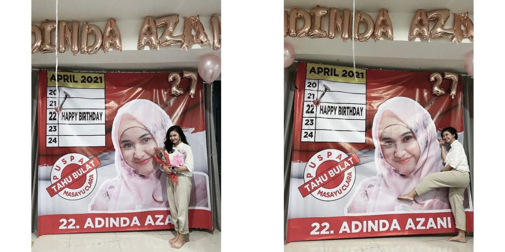7 Momen ulang tahun Adinda Azani, dapat spanduk ucapan 'caleg'