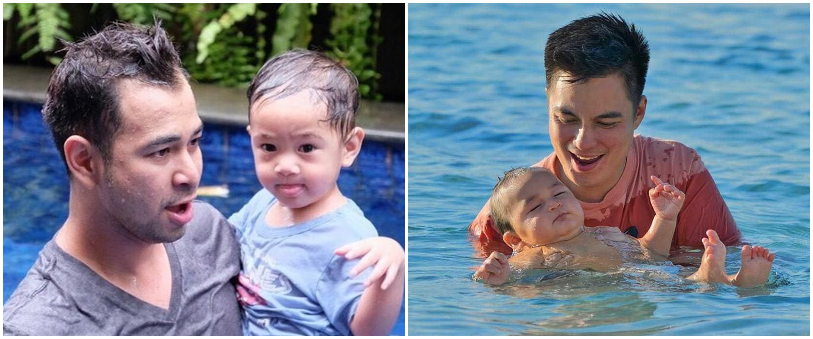 10 Beda gaya Raffi Ahmad dan Baim Wong saat momong anak
