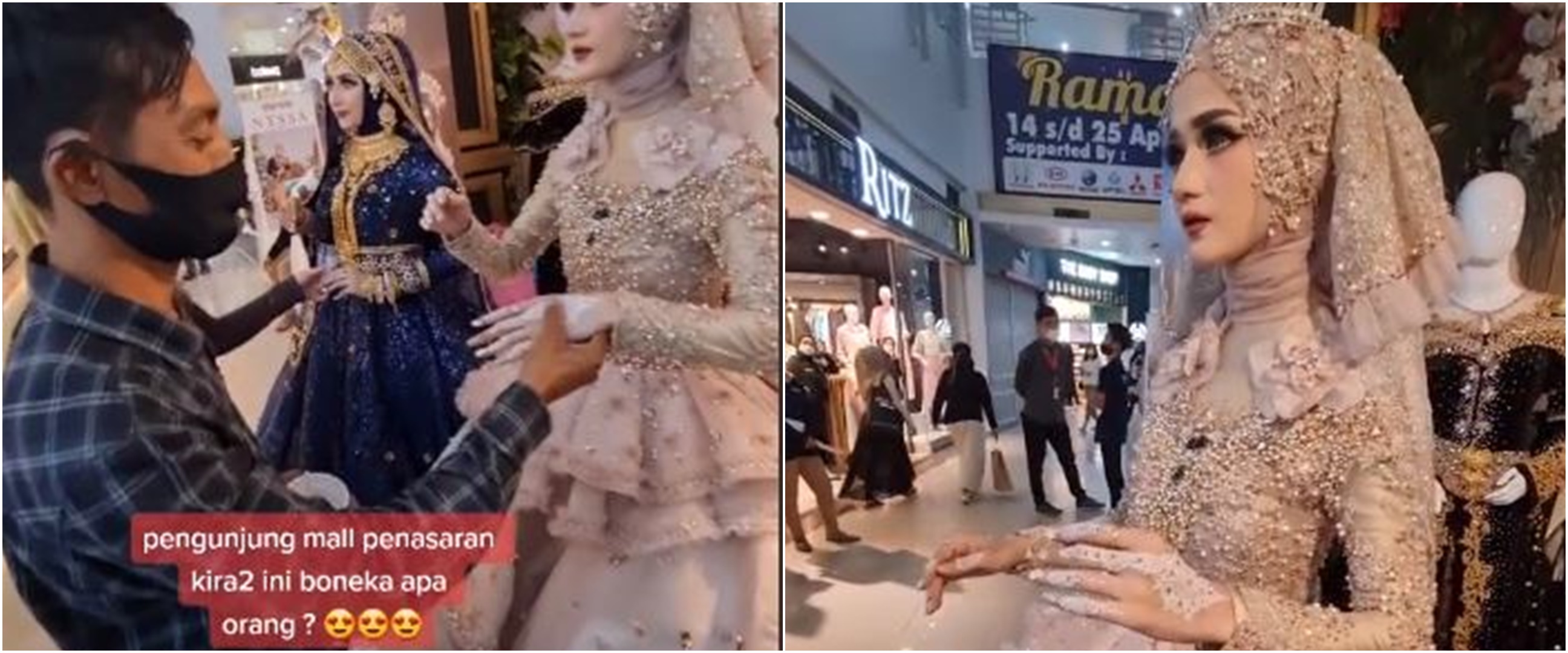 Viral orang kerja jadi manekin, susah tahan tawa pas digoda pengunjung