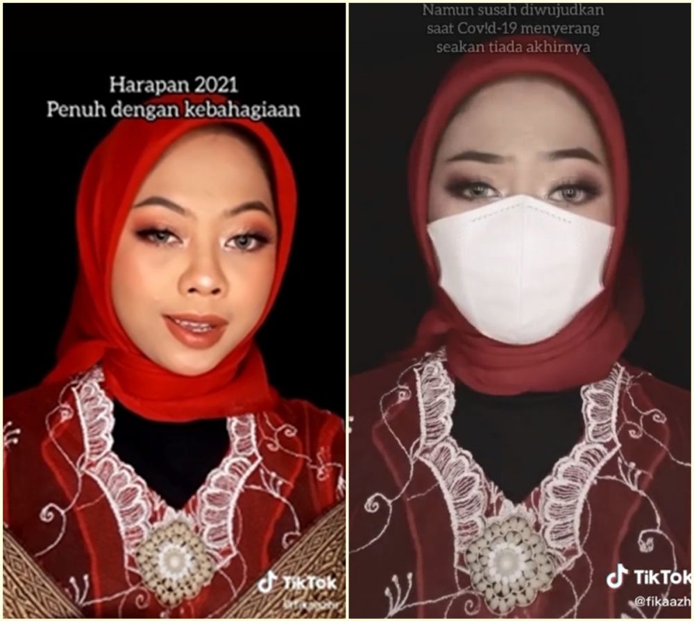 Viral aksi perempuan lukiskan kondisi Indonesia di awal 2021, pilu