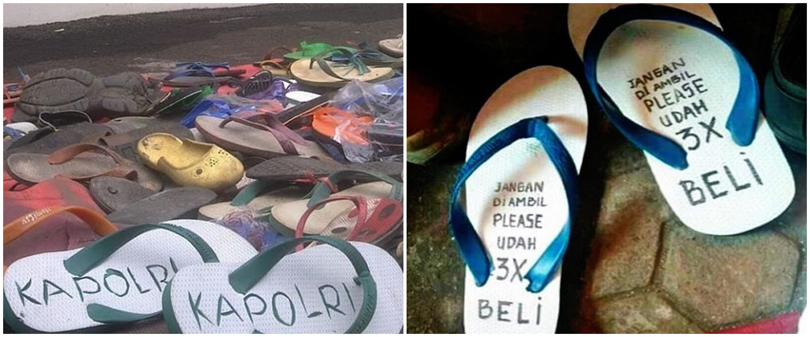 19 Potret tulisan di sandal ini bikin nggak hilang saat dipakai