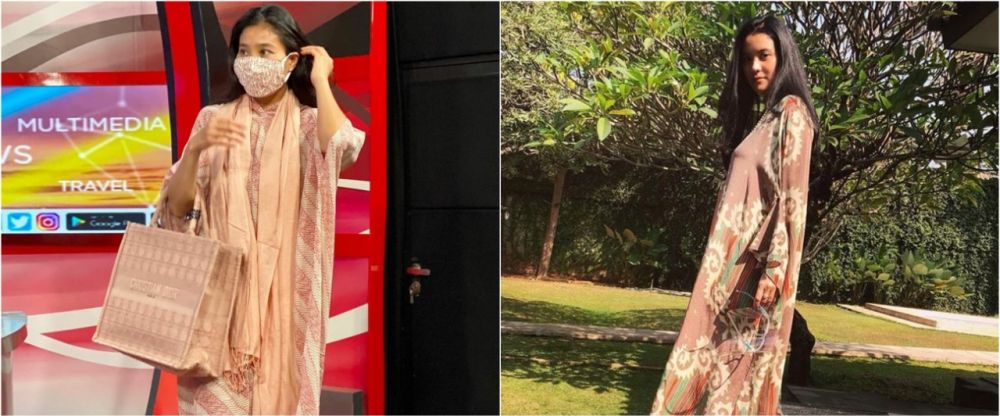 8 Beda gaya Marcella Zalianty dan Olivia Zalianty saat kenakan kaftan