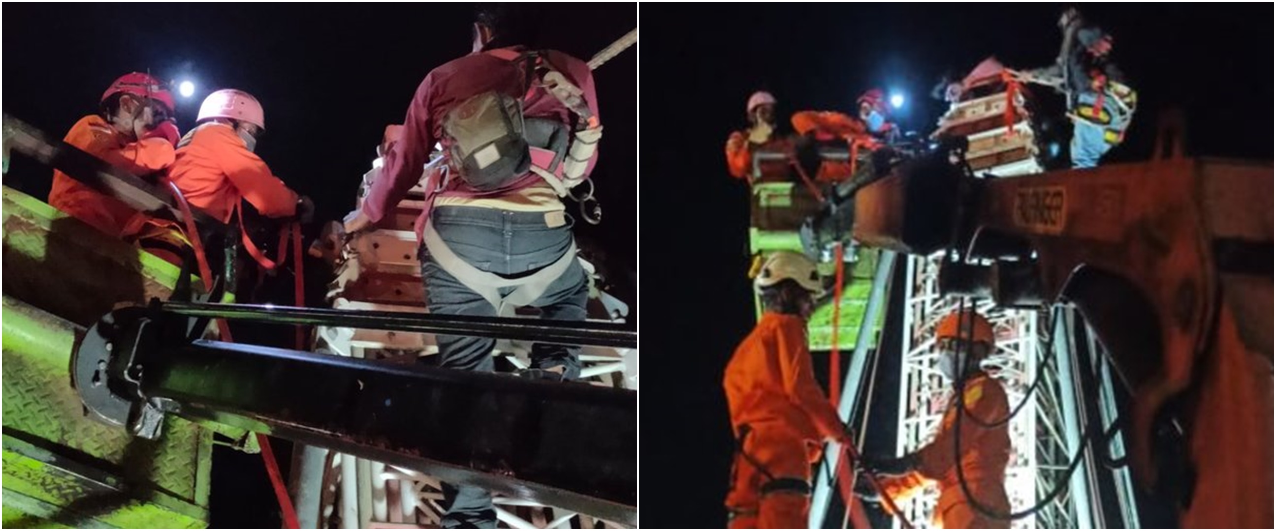Aksi penyelamatan pekerja tower yang terjepit di ketinggian 15 meter