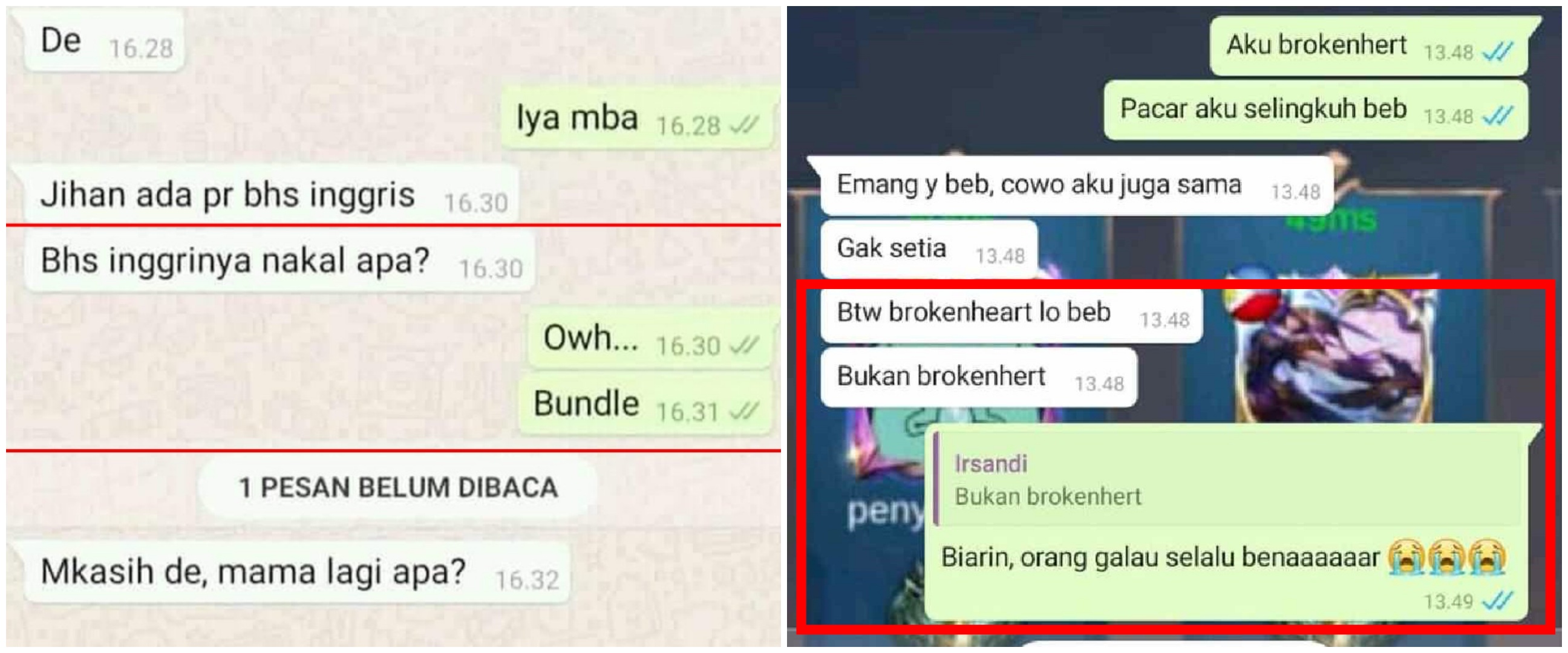 12 Chat WhatsApp lucu pakai bahasa Inggris ini bikin gagal paham