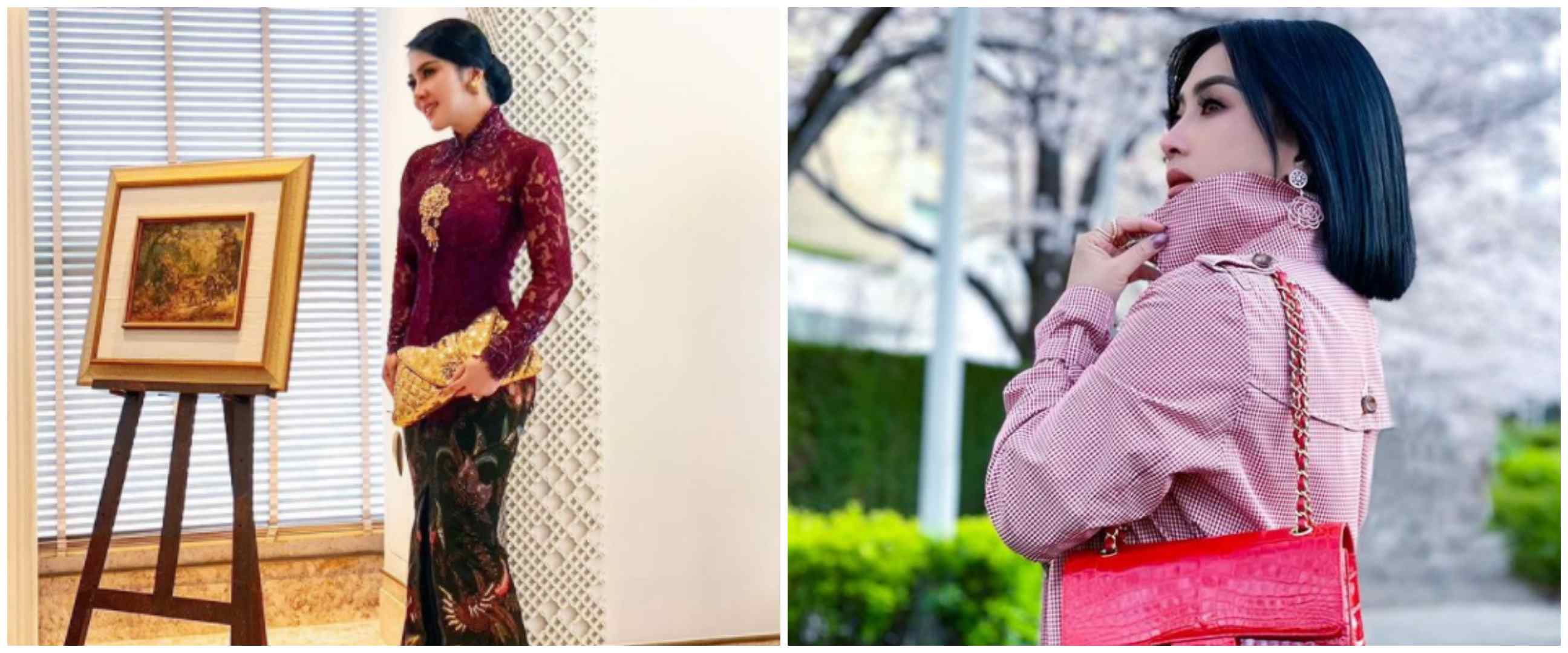 8 Gaya hijab Syahrini saat Lebaran, mewah dan penuh warna