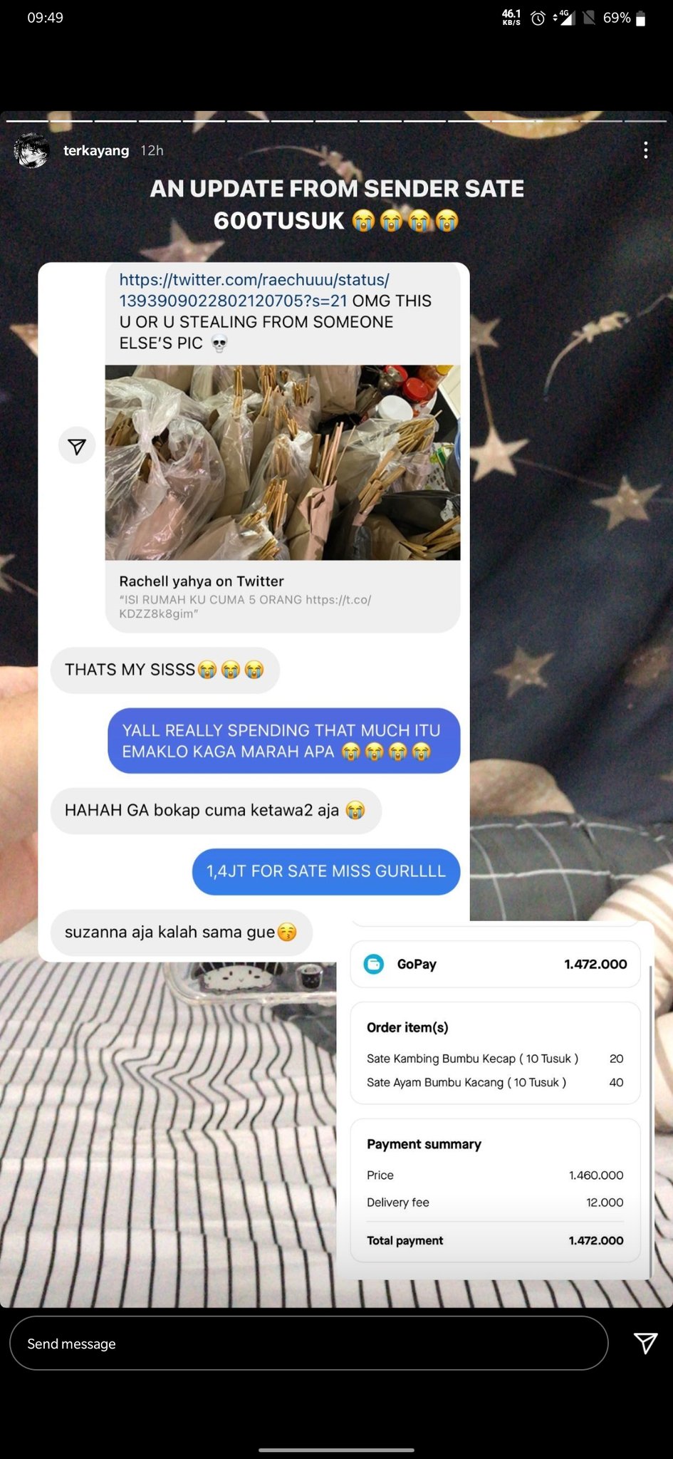 Kisah viral niat beli sate 60 tusuk malah tak sengaja order 60 porsi