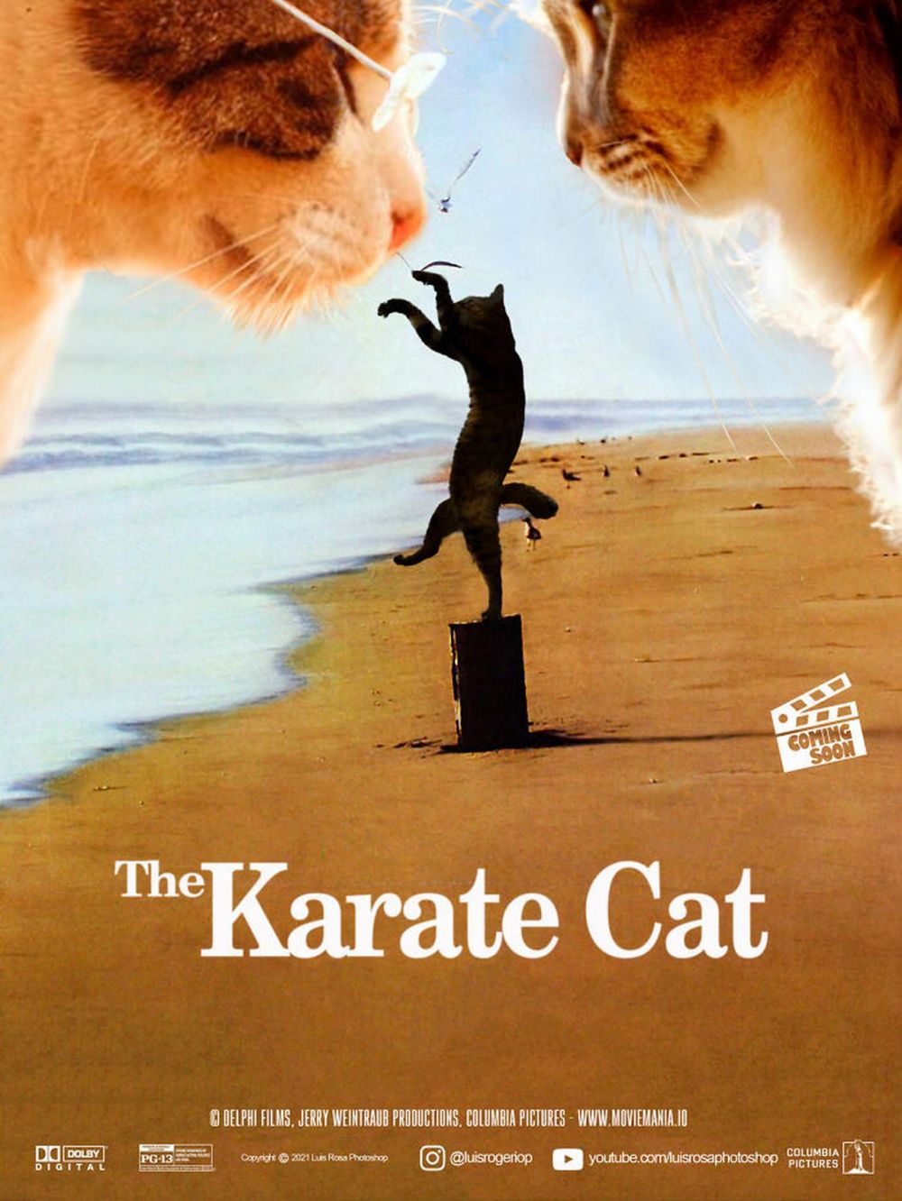 8 Potret poster film diedit dengan karakter kucing, kocak