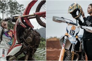 Gaya 6 seleb cantik kendarai motor trail, Ririn Ekawati tampil kece