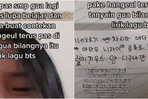 Viral wanita ceritakan pernah buat contekan dengan aksara Korea, kocak