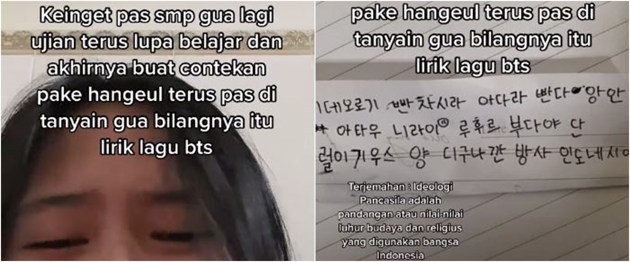 Viral wanita ceritakan pernah buat contekan dengan aksara Korea, kocak