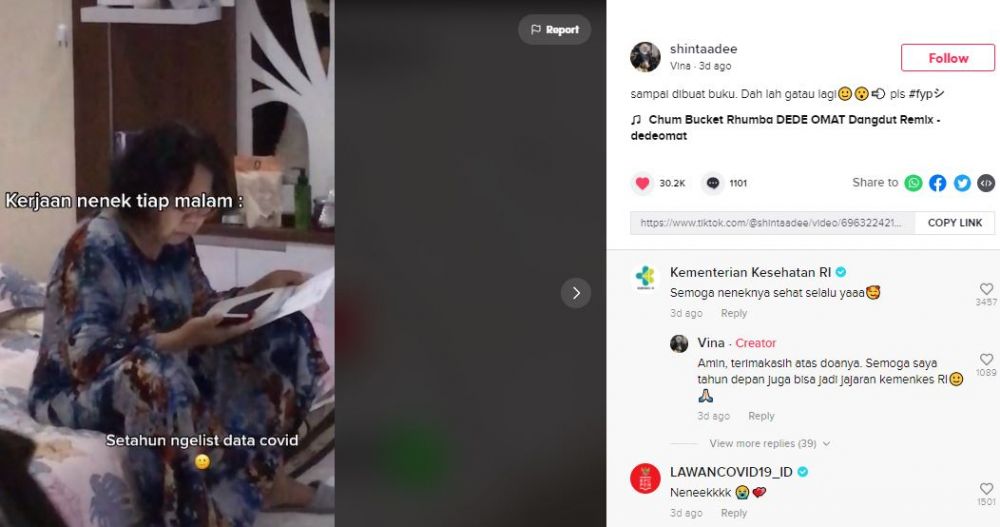 Viral video nenek buat data Covid-19 selama setahun, tuai pujian