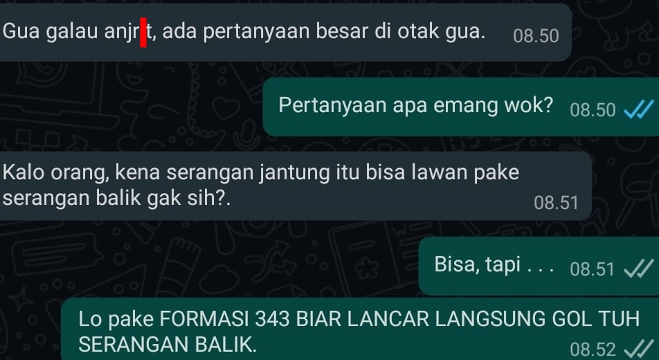 10 Chat lucu kasih pertanyaan absurd ini bikin senyum tipis