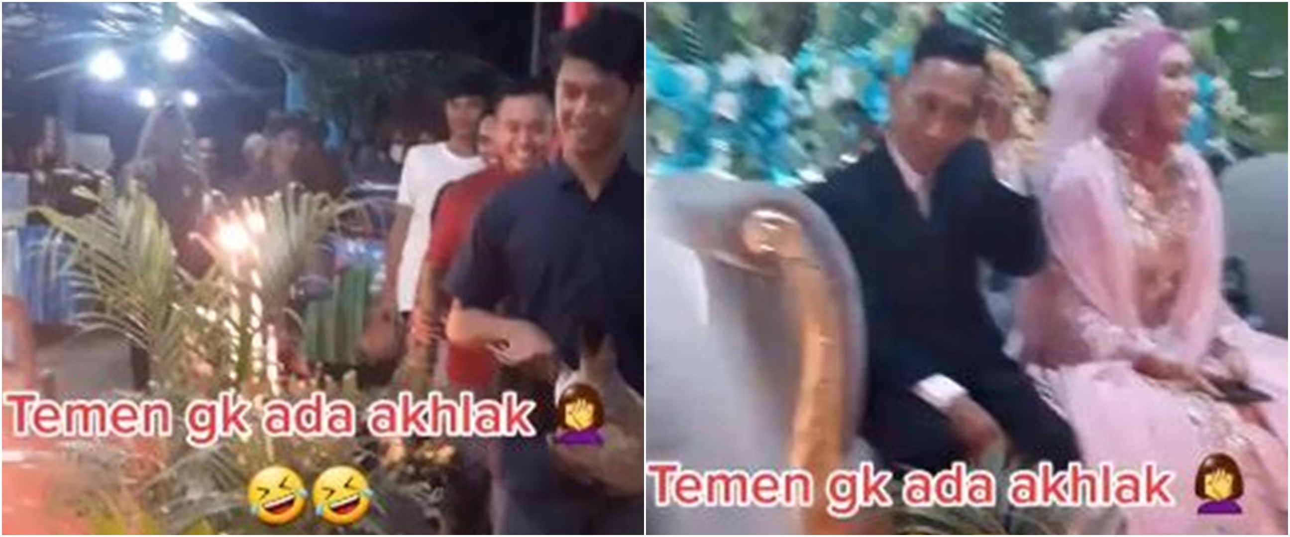 Viral video sahabat kasih hadiah anak kambing di nikahan teman, kocak