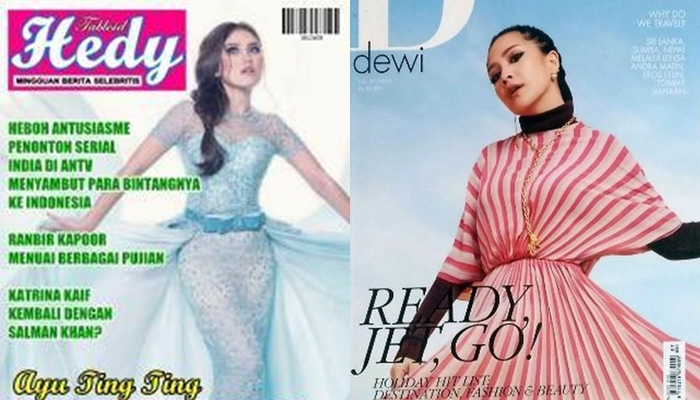 10 Beda gaya Ayu Ting Ting dan Nagita Slavina saat jadi model majalah