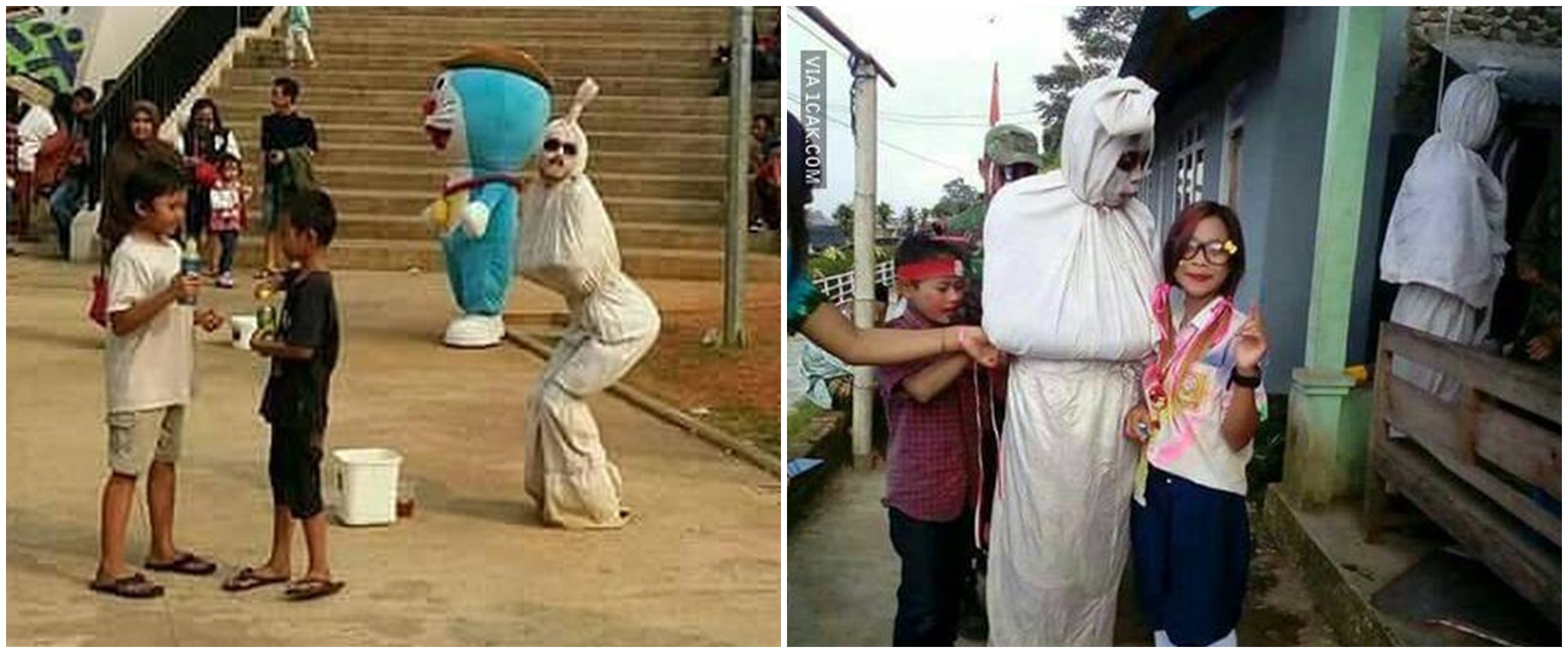 9 Potret kocak orang berdandan jadi pocong, malah gagal serem