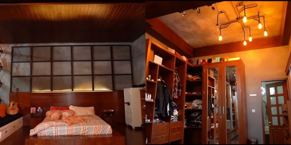 Potret kamar tidur 10 komedian, milik Andre Taulany bernuansa gold