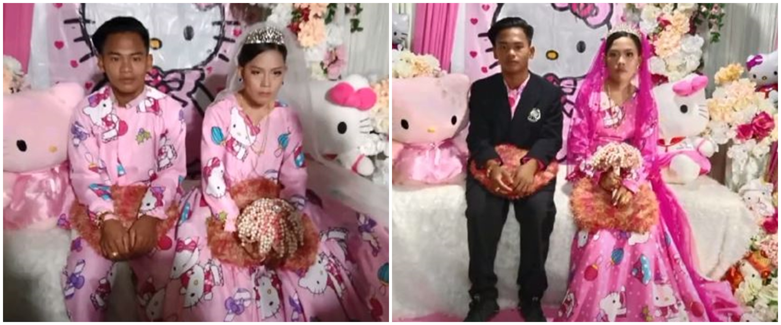 6 Potret pasangan menikah dengan busana dan dekorasi Hello Kitty, unik