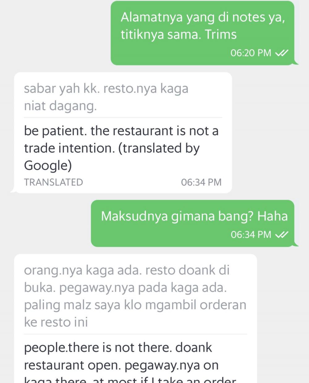 12 Chat lucu driver ojek online antar makanan, endingnya bikin bingung