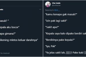 10 Cuitan lucu percakapan izin sakit ini endingnya bikin ngakak