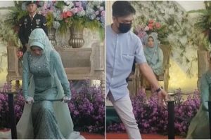 Viral aksi mempelai wanita patahkan besi saat pesta nikah, keren