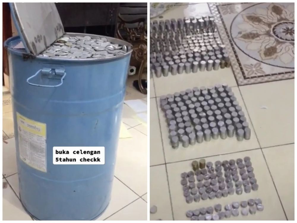5 Tahun menabung uang koin, setelah dibongkar jumlahnya bikin melongo